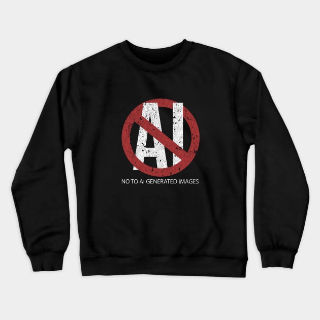 no to ai generated images logos Crewneck Sweatshirt by Punk Fashion